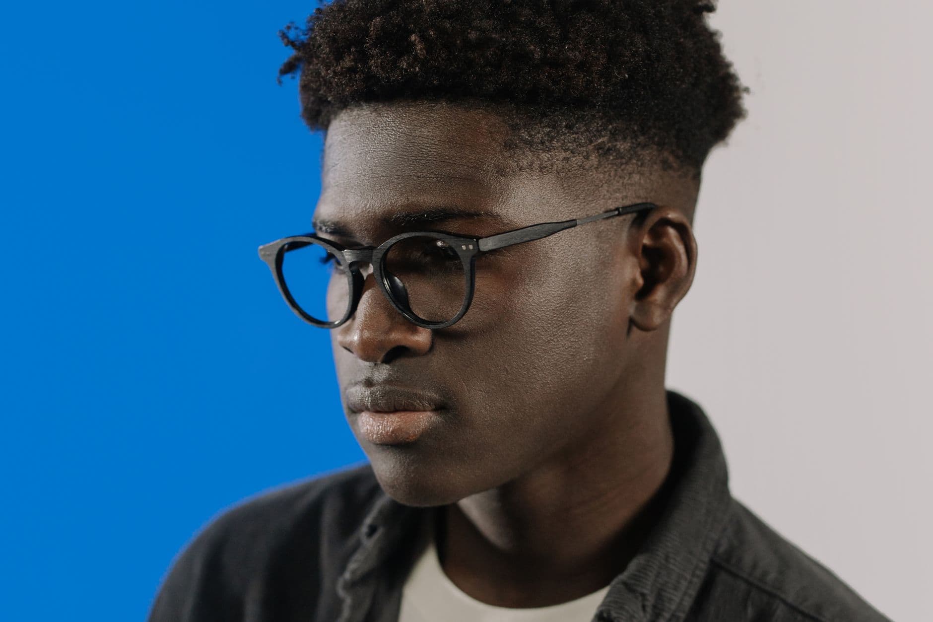 Young African man wearing glasses